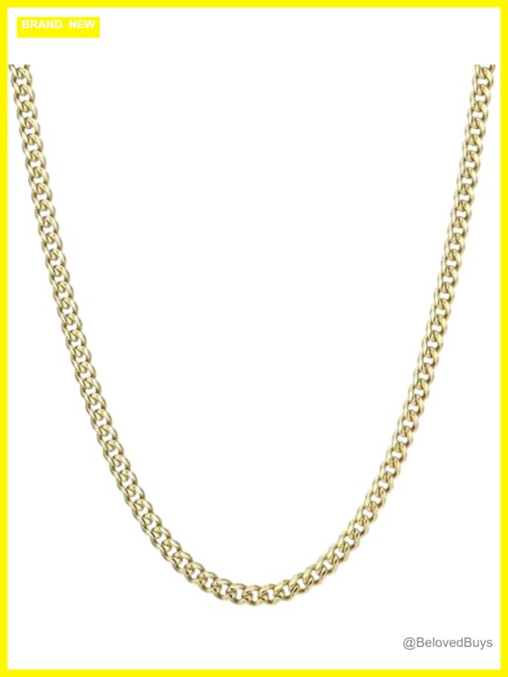 14k Gold Bonded Cuban Link Chain Necklace 8mm Stainless Steel 18"